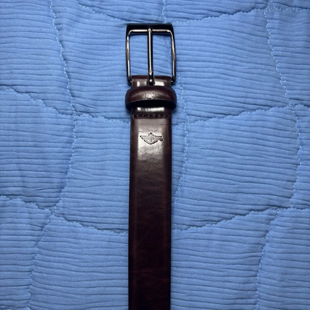 Golf Casual preppy Dockers Men's Leather Belt Dark Brown Office Look Size 38